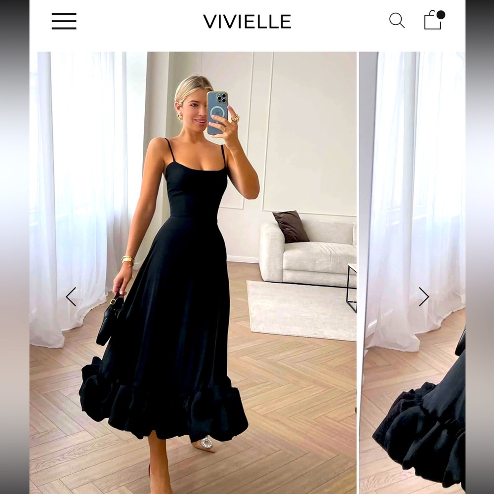 Vivielle - Ruffled, Spaghetti Strap Evening Dress - Size XL